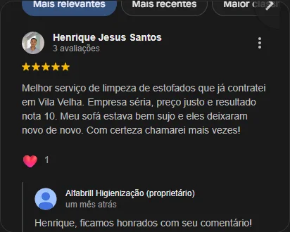 Depoimento de Henrique Jesus Santos — 5 estrelas no Google