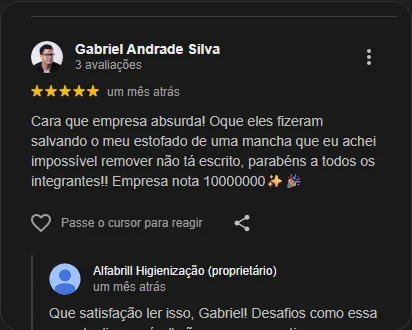 Depoimento de Gabriel Andrade Silva — 5 estrelas no Google
