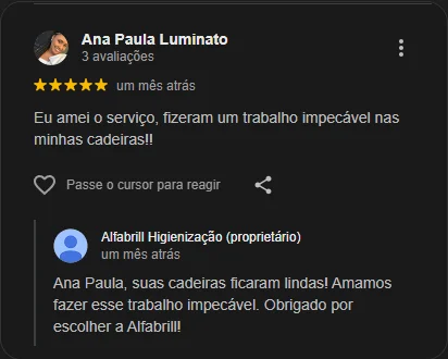 Depoimento de Ana Paula Luminato — 5 estrelas no Google
